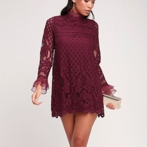 Love & Joy burgundy lace dress